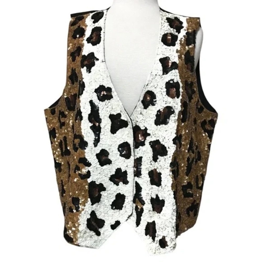 Vintage Just Fabulous NY Women’s Silk Sequined Sleeveless Vest Western Cowboy 1X